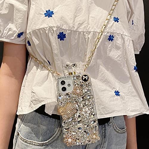 Victorlan Victor For Iphone 11 6.1 Inch Bling Glitter Case, Women 3D Luxury Sparkle Diamond Rhinestone, Shiny Perfume Bottle Style Handmade Clear Cover Case For Iphone 11 6.1 With Lanyard (Pumpkin) #TOP6