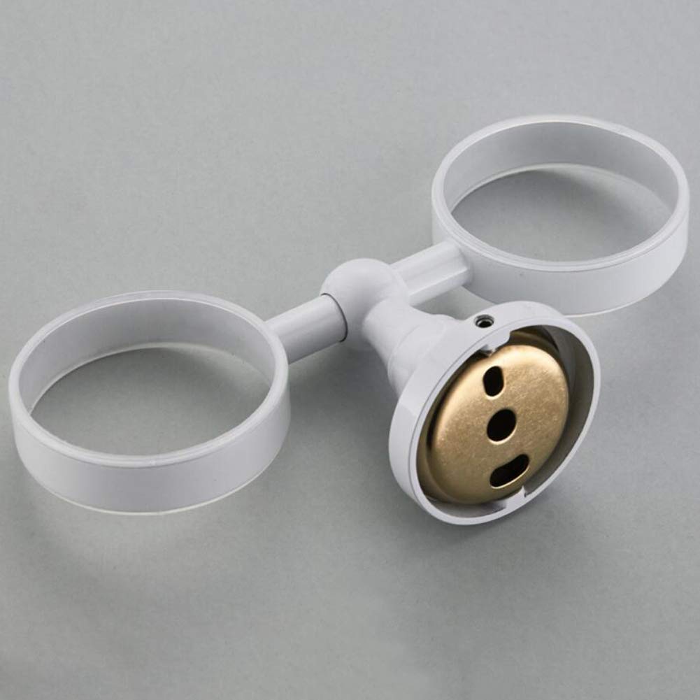 Portaspazzolino bianco Portaspazzolino in ottone con 2 bicchieri in ceramica doppio bicchiere portaspazzolino da parete per bagno