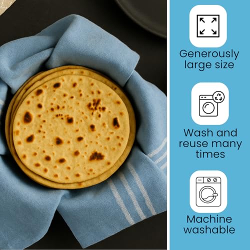 Image of Double Layer Roti Wrap /Chapati Cover - 2 PC Premium Cotton Cloth for Roti, Paratha, Phulka, Hot Case | Kitchen Chapati Cloth with Flaps | Soft & Durable Cotton Seed Fabric (Red & Blue)