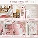 Toddler Slide, Outdoor Indoor Slide for Toddlers 1-3, Freestanding Slides with Basketball Hoop, Telescope, Storage Space and Non-Slip Steps (Pink)