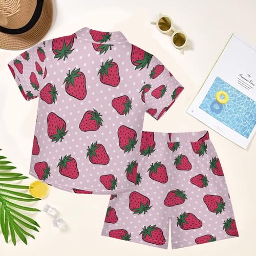 Image of visesunny Funny Boy's 2 Pieces Shirt and Short Set Casual Shirts Short Sleeve Beach Shorts Summer Outfits for 3-10 Years Kids