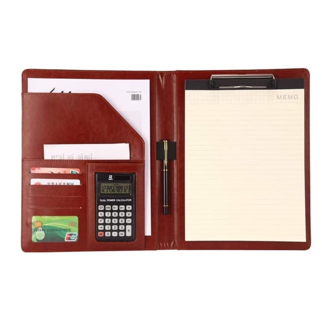 Teczki, PU Leather Schowek A4 Folder Plików Z Kalkulatorem Wielofunkcyjne Materiały Biurowe Organizator Manager Folder Podkładek Na Dokumenty Koperty, Duża Pojemność(D)