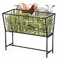 KANEODOT 40 Gallon Hay Feeder, 32" Tall Heavy-Duty Metal Hay Rack Indoor Outdoor Use, Freestanding Hay Feeder for Goats Sheep Horses, Black