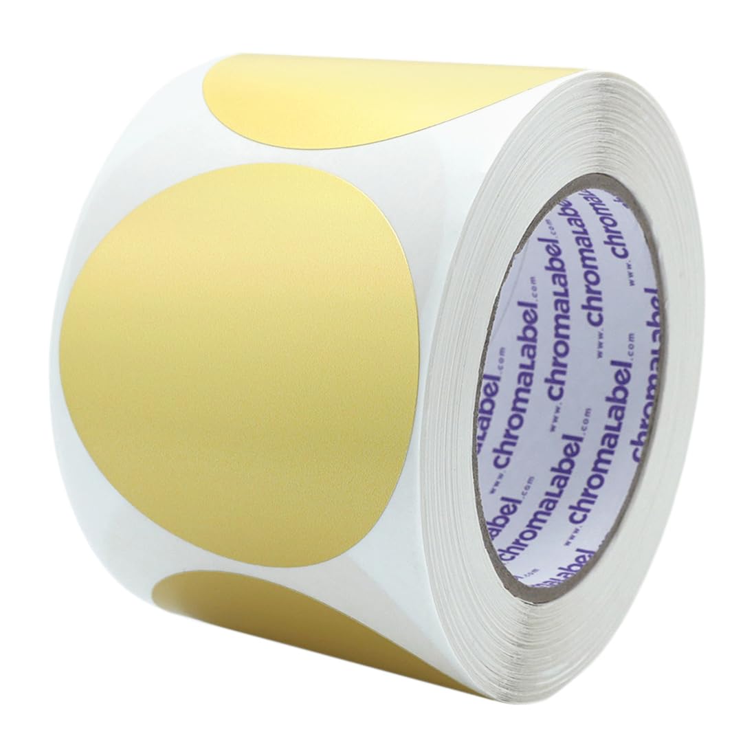 ChromaLabel 3 Inch Round Label Permanent Color Code Dot Stickers, 500 Labels per Roll, Metallic Gold