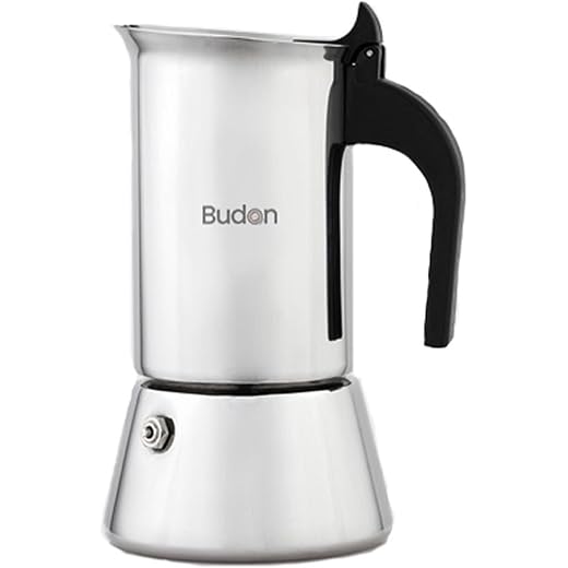Budan Induction Moka Pot 6 Cup Stainless Steel Espresso Make