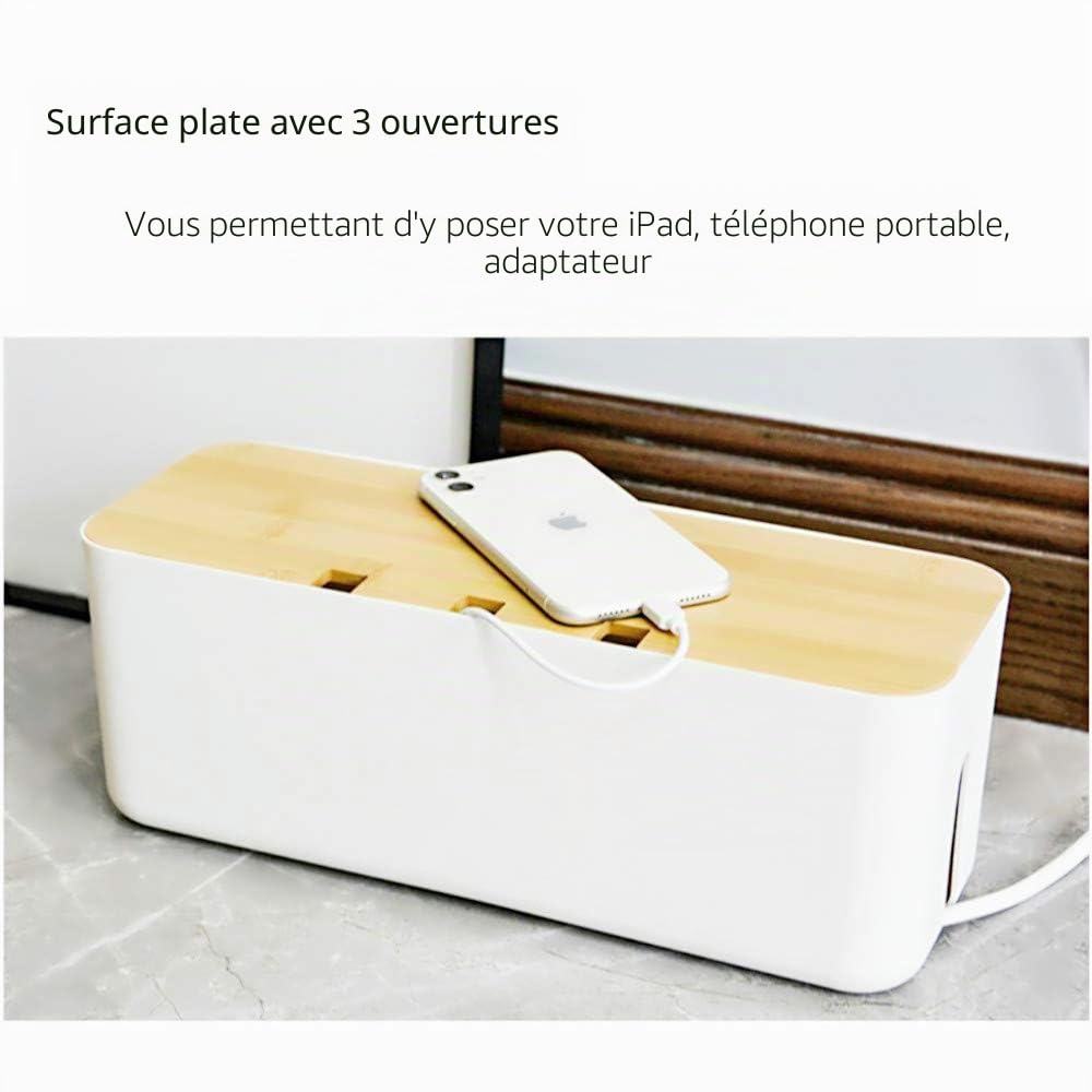 Boîte de gestion des câbles, boîte organisatrice de câbles, cachez et dissimuliez les multiprises et les câbles électriques des téléviseurs, ordinateurs et bureaux (Blanc, 2 pièces)