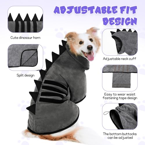 HezzLuv Microfiber Quick Drying Dog Drying Coat, Adjustable Dog Bathrobe Towel Extra Absorbent - Image 3