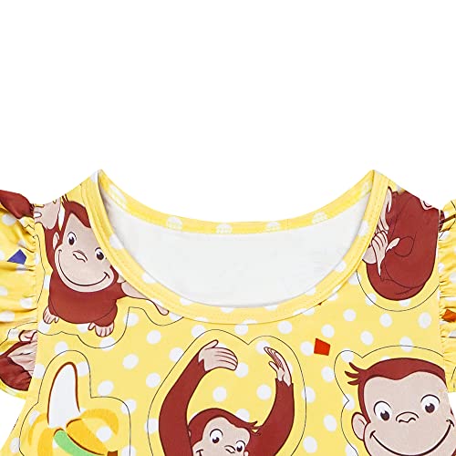 Girls Cartoon Monkey Gown Dress Flutter Sleeves Toddler Kids Birthday Party Oufits Wear 2-6 Years4