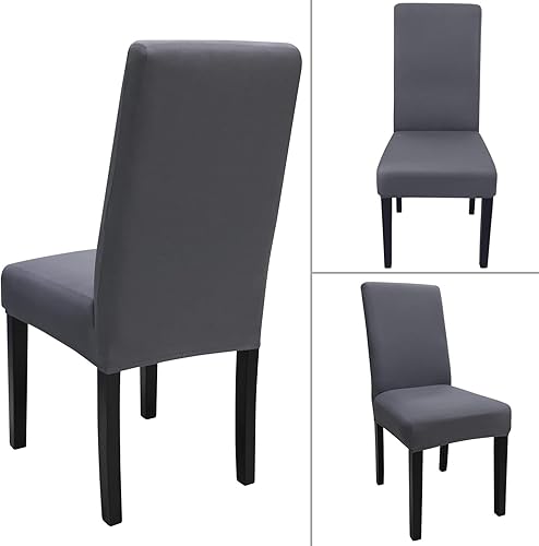 Miniatura 3 de Juego de 4 fundas para sillas Parsons de comedor, elásticas, de color liso, extraíbles y lavables, fundas protectoras para sillas de cocina,