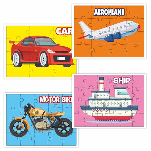 Image of Ankit Toys & Games Fix 'n' Learn Transports Jigsaw Puzzle for Kids | Educational and Learning Toy for Kids Age 3 and Above | Boost Memory Skills | 72 Pieces Transport Puzzles (Set of 4 Puzzles in Box)