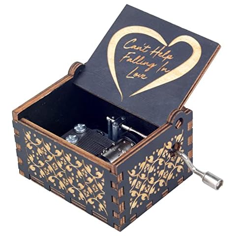 Ddjbdb Can't Help Falling in Love Wooden Music Box, Engraved Musical Boxes for Love One,Valentine's Day Gift, Gifts for Lover, Boyfriend, Girlfriend, Husband, Wife Cover