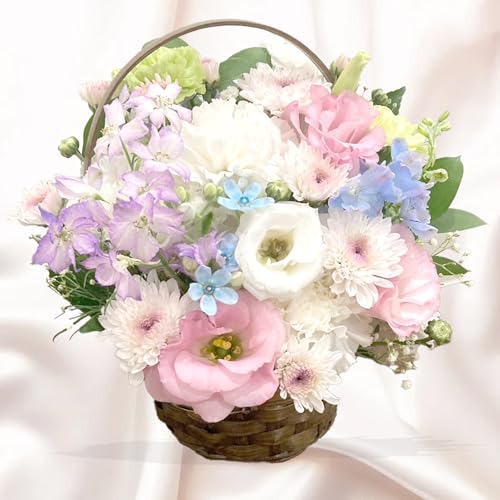 お供え 花/旭生花 アレンジメント Mサイズ 【お任せ】 生花 お悔やみ 仏壇 お盆 お彼岸 命日 仏花 供花 四十九日 弔花 おそなえ