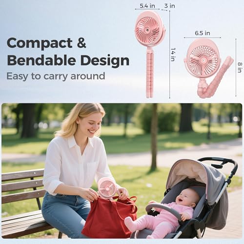 Image of 2026 Upgraded Misting Baby Stroller Fan Rechargeable, Flexible Tripod Clip for Car Seat Crib, Baby Shower Gifts & Baby Registry Search, Newborn Essentials for Beach Travel, Disney Summer Essentials