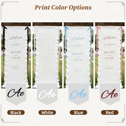 Image of Personalized Wedding Welcome Sign with Ruffled Edges, Custom Welcome Sign