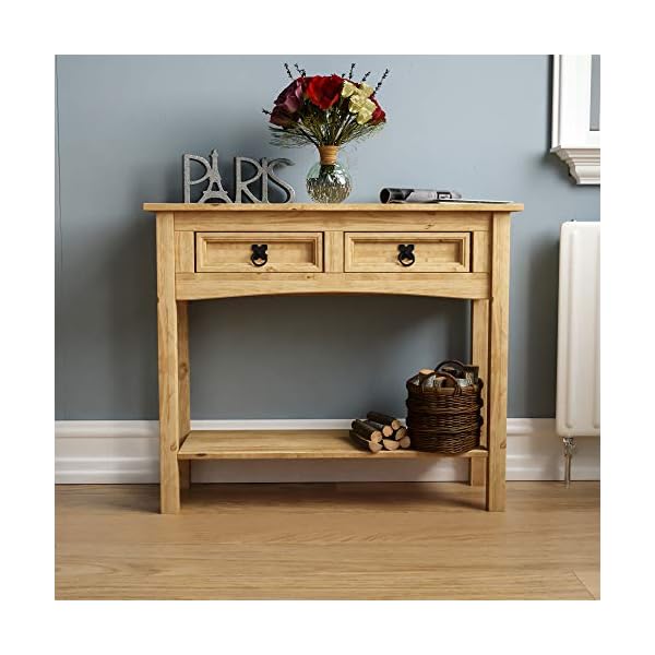Amazon Brand - Movian Vida Designs Corona Console Table, 2 Drawer With Shelf, Solid Pine Wood, 34 x 90 x 72 cm - Image 3