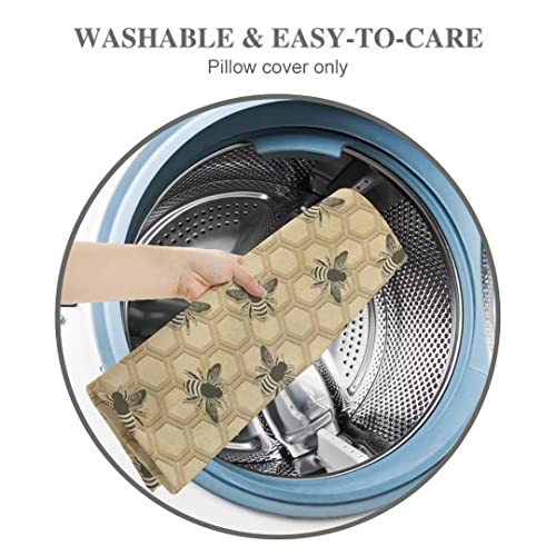 Vintage Bee Honeycombs Body Pillow Cover Hexagon Honeycomb Bee Long Pillow Case Protector With Zipper Decorative Soft Cushion Large Pillowcases For Bedroom,Sofa,Couch,Home Gifts 20"X54" #TOP6