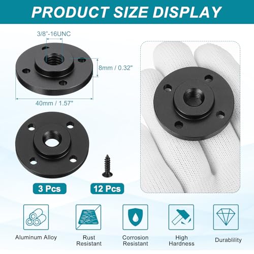 Support de bride de microphone 3/8"-16 PATIKIL pour fixation de table en col de cygne, noir x3 - 2