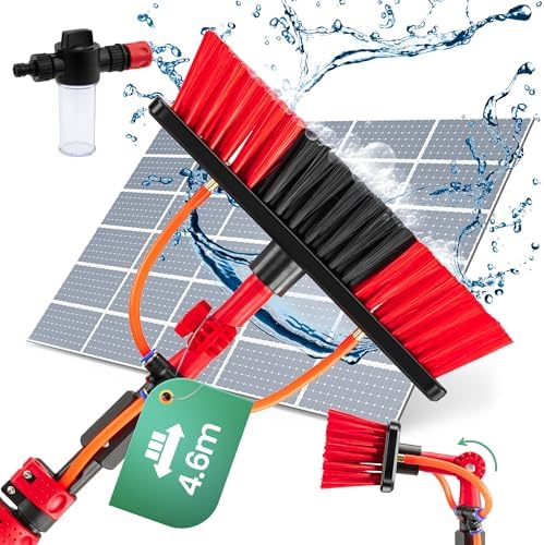 Spazzola Telescopica Hortensus 4,6m - Kit Pulizia Con Dispenser Sapone Per Pannelli Solari, Tetti E Facciate - Foto 1