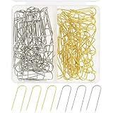 120pcs Metal U Shaped Fork Pin for Knitting Sewing Multipurpose Straight Fixed Marker Quilting Double Blocking Stop Long Craft Needle for Fabric,Fixing,Plant,Display,Wig,Bouquets (Gold & Silver)