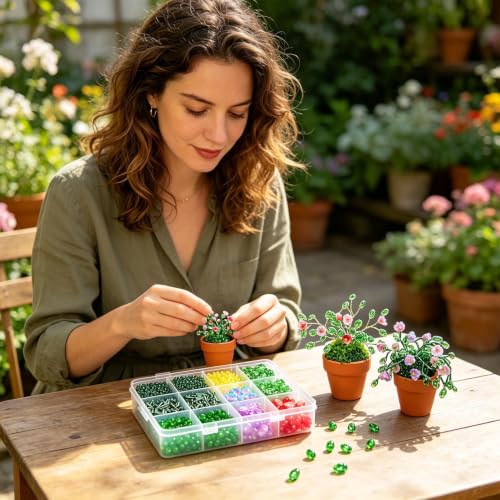 Kit de perlas vegetales Bsbkoj con cadena para proyectos artísticos DIY 2