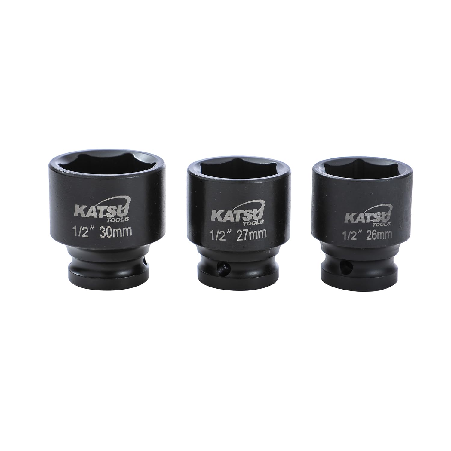 KATSU Tools Zestaw 43 szt. wytrzymałych nasadek udarowych 1/5.1 cm Napęd 6-punktowy 9-30 mm metryczny standardowy/głęboki zestaw nasadek udarowych, stal stopowa chromowo-wanadowa, narzędzie