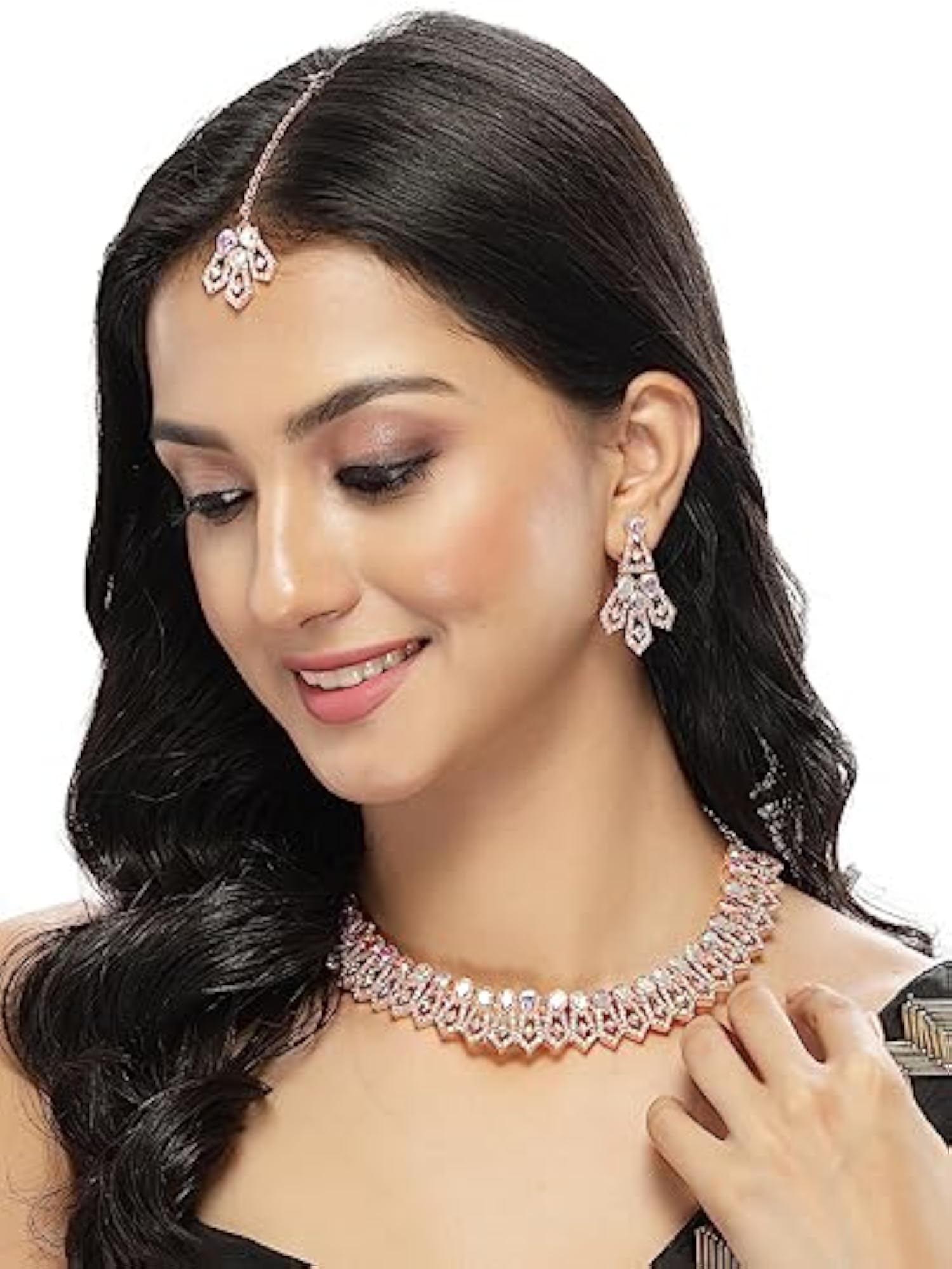 Glam Rainbow Stones Collar Necklace Set