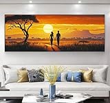 Diamond Painting Adultos Grande XXL Pareja 5D Diamond Painting Atardecer, Manualidades Adultos Ronda Pintura Diamante Cuadro Diamantes Punto de Cruz Set para Decoración Pared Hogar 60x180cm, Model485