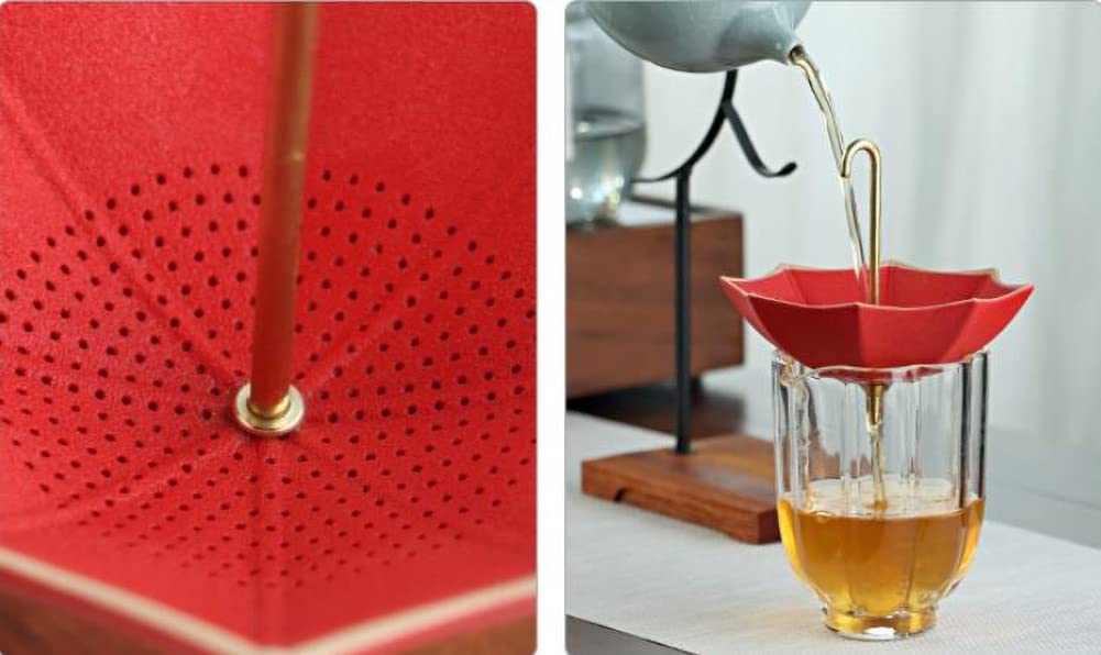 Infusor de té de malla fina de cerámica, infusor para té suelto, colador de malla fina, paraguas, decoración de mesa de té, filtro de té A05