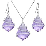 EVER FAITH 925 Sterling Silver CZ Baroque Pendant Necklace Earrings Set Adorned with Swarovski Crystals