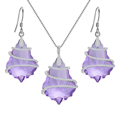 EVER FAITH 925 Sterling Silver Gift Jewelry for Women CZ Baroque Pendant Necklace Earrings Set