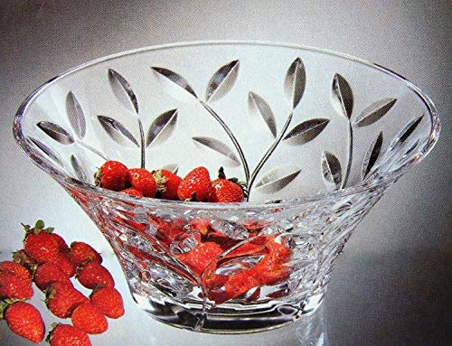 24.5cm Round Clear Crystal Glass Dessert/Fruit Bowl | 12cm Tall Dishwasher Safe Serving Dish, Dining Table Centrepiece | 2.6L Large Decorative Floral Pattern Trifle Bowl for Salads & Desserts - Image 4