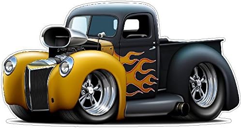 1940 F1 Black with Flames Wall Decal 2ft Long Colors Sport Classic Car Graphic Sticker Man Cave Garage Boys Room Decor
