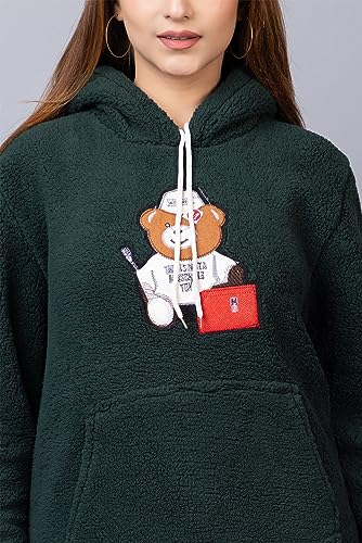 Image of Wear lusso Women Wool Blend Hooded Neck Sweatshirt with Hoodies | Full Sleeves Women's Winter Wear | Warm & Stylish Hoodie