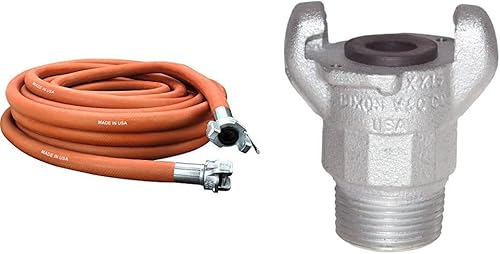 Milton Industries 1638 - Manguera de aire de goma industrial de martillo de 50 pies de largo x 34 pulgadas color rojo y Dixon Air King AM7 accesorio