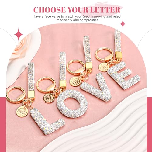 Initial Letter Keychain for Women Girls, Bling cute KeyChain for Car Key Accessories Lanyard and Backpack Bag,Perfect Gift - Image 4