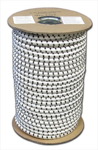 T.W. Evans Cordage SC-104-100 .25 in. x 100 ft. Elastic Bungee Shock Cord in White and Black