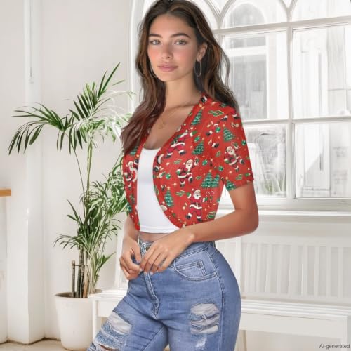 Image of Womens Short Sleeve Bolero Shrug Open Front Knit Cropped Cardigan Shoulder Cover for Dress Cute Casual Knit Cover Up