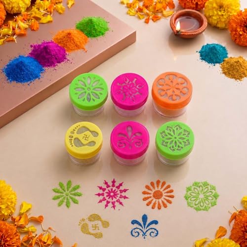 Ascension 6 Different Design Draw Rangoli Making Kit Rangoli Stam...