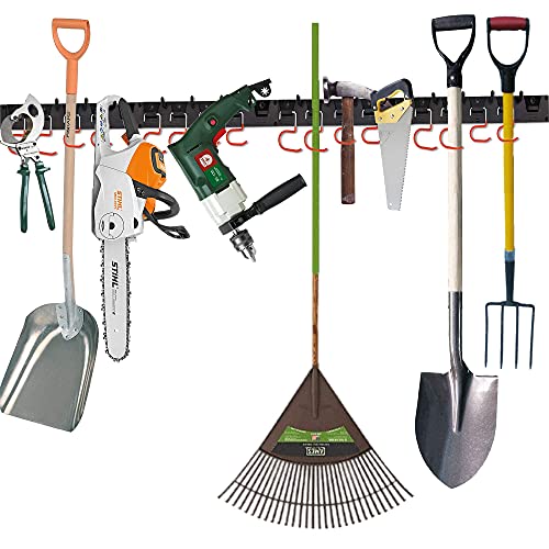 Garage Organizer Wall Mount 64 Inch Adjustable Storage System, Garden Tool Organizer for Garage