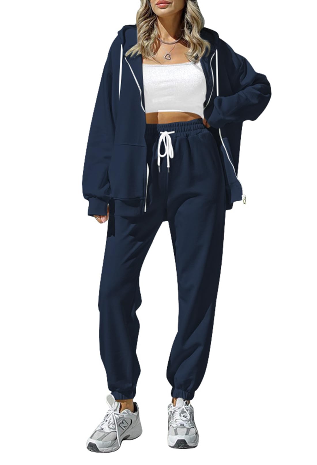 Sovoyontee Damen Trainingsanzug Zip Up Hoodie Sweatsuits 2-teilige Jogger Sets mit Taschen
