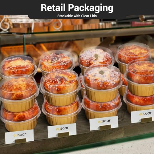 EUSOAR Disposable Ramekins, Gold 50pcs 5oz Mini Aluminium Foil Baking Cups with Lids Creme Brulee Cupcake Liners, Desert Cheesecake Pans Flan Molds Tin Cups Containers for Party Favor Birthday by EUSOAR - Image 8