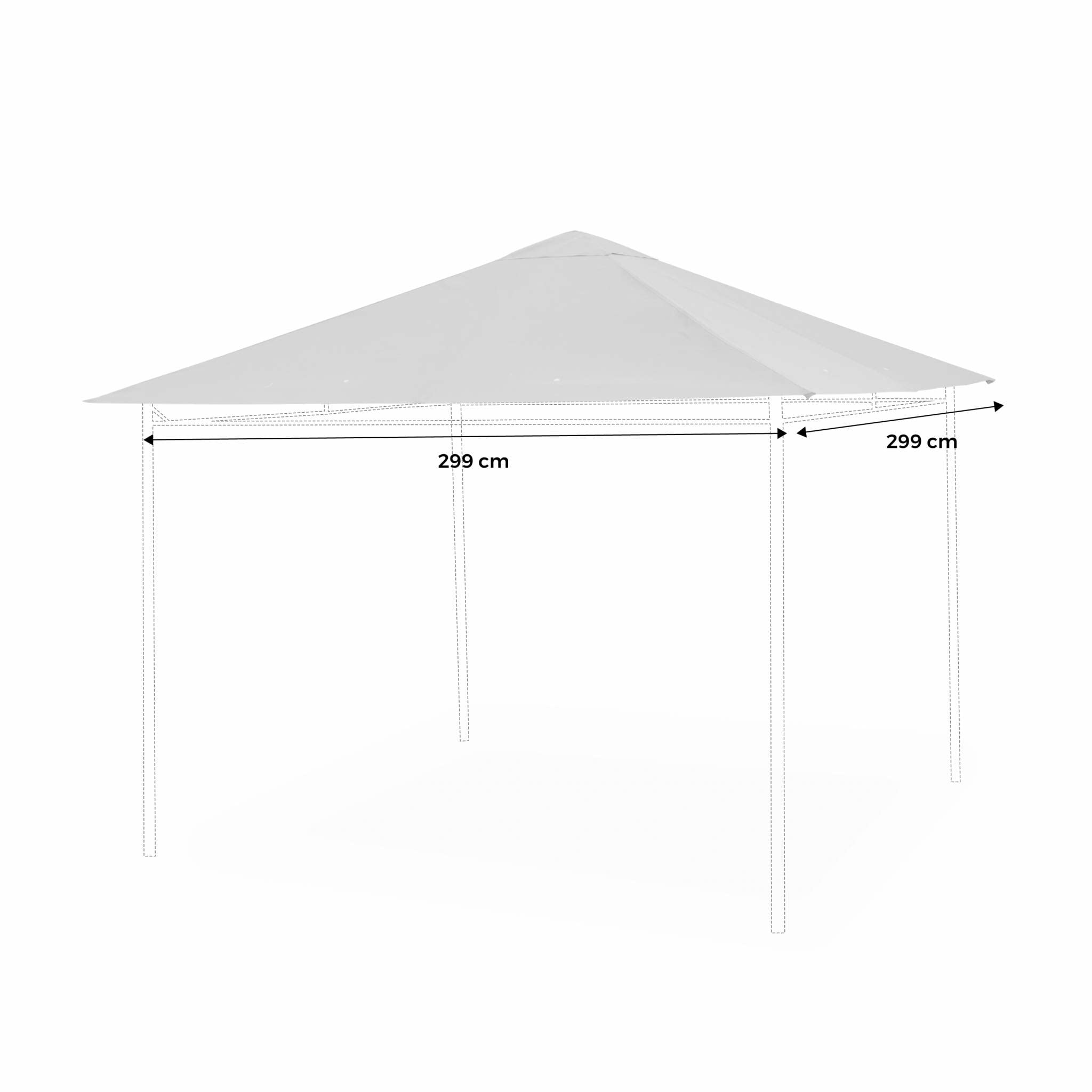 Toile De Toit Grise Pour Tonnelle Elusa 3x3m - Toile De Rechange Pergola, Polyester Déperlant