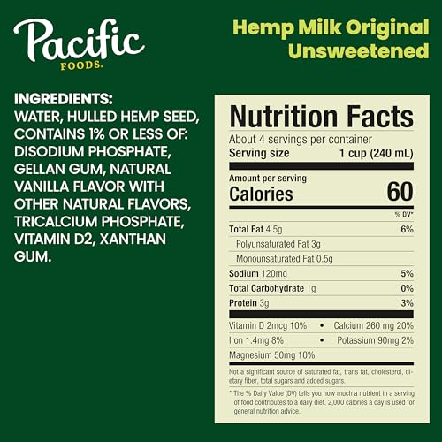 Pacific Foods 01616804 Hemp Original Unsweetened Plant-Based Milk thumb #2