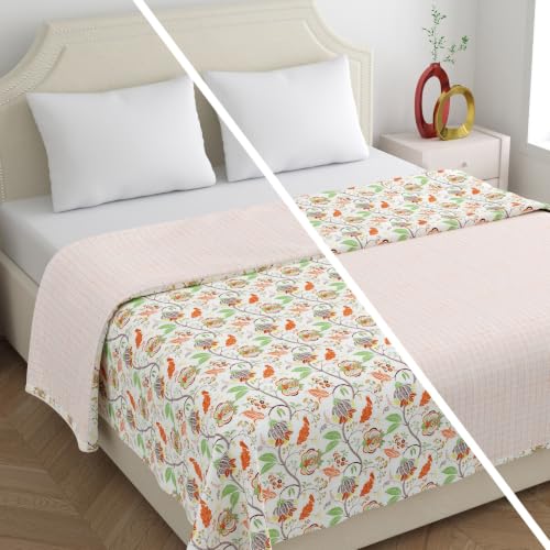 Image of Home Ecstasy 100% Cotton Mulmul Reversible Dohar for Double Bed 210 GSM (86 x 88 inches), Brown