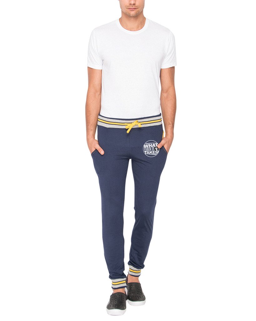 Campus Sutra Campus Sutra Men's Track Pants (CS_TPDS_M_WIT_Blue_Medium) in blue