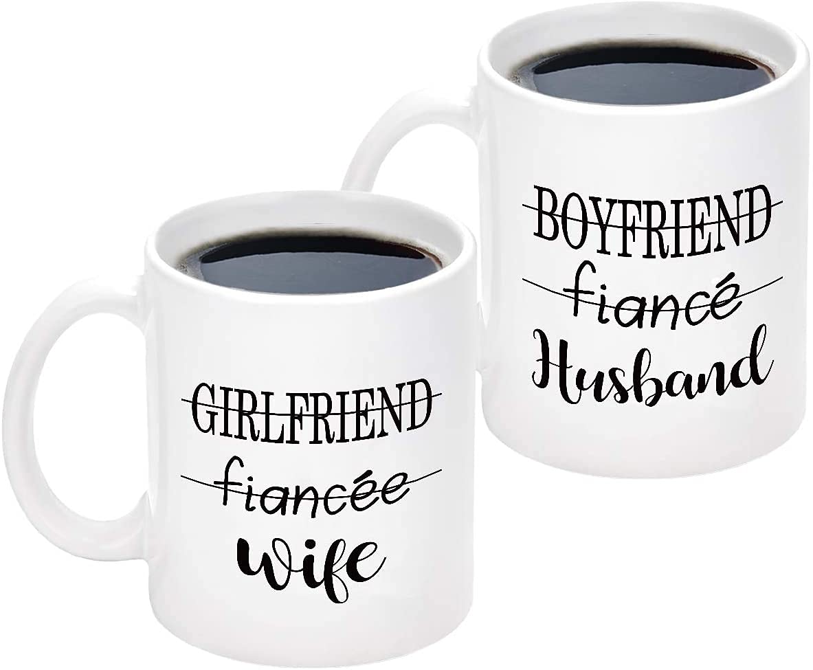 Bains Couple Coffee Mug Husband and Wife Mugs Couple Cup Set of 2 Mug Mr and Mrs Novelty Gift Present for Valentines Day Wedding Engagement Anniversary Newlyweds for Couples White New (Story from n to)