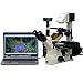 AmScope IN480TA-FL-5MF Digital Long Working-Distance Inverted Fluorescence Trinocular Microscope, 40x-900x, WH10x Plan and WH15x Super-Widefield Eyepieces, Brightfield and Phase-Contrast Objectives, 30W Halogen Illumination, 0.3/0.5 NA Kohler Condenser, Mechanical Stage, 90V-240V, Includes 5MP Peltier-Cooled Fluorescence Video Camera and Software