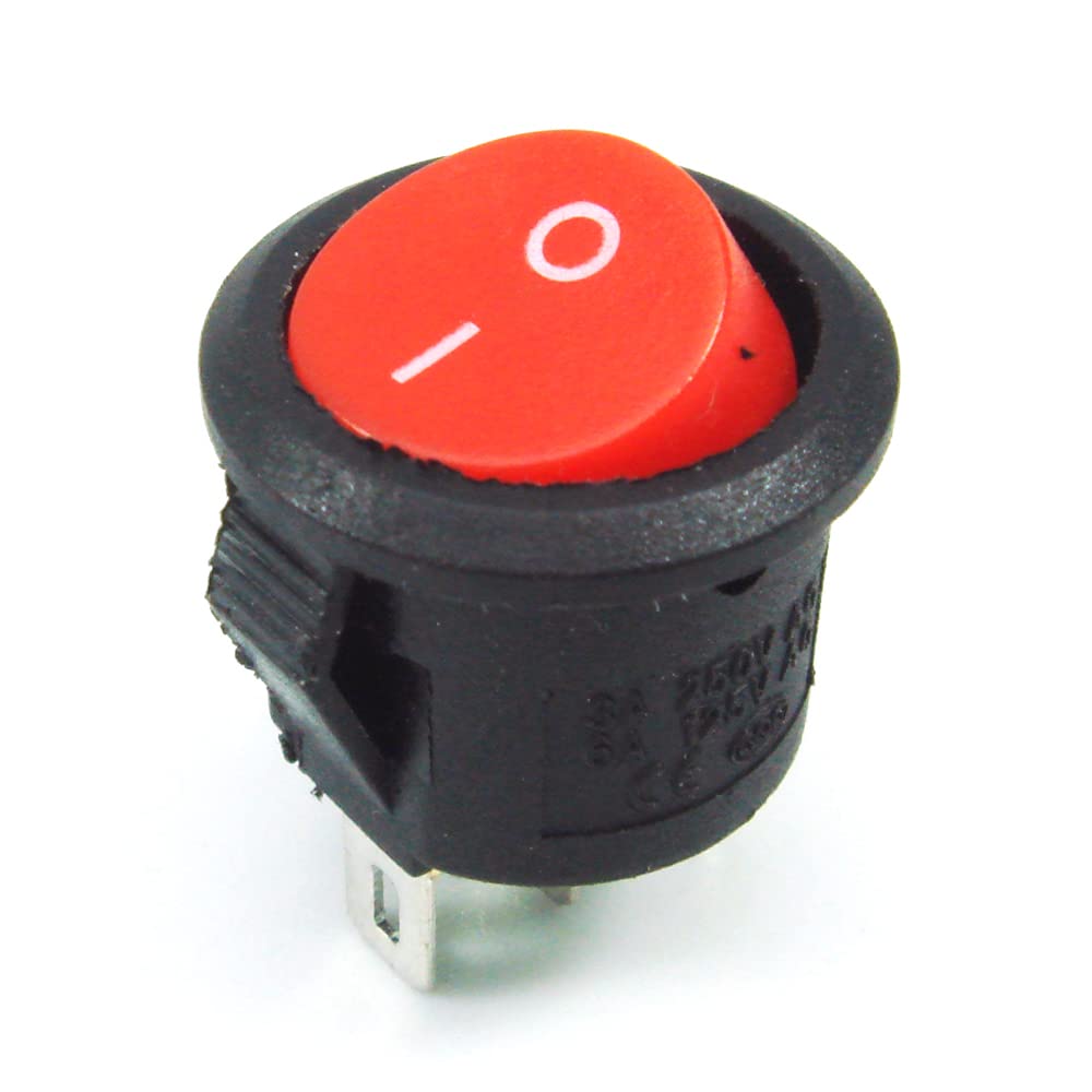 Commutateur SPDT 3A 250V bouton rouge on/on rond rocer switch pour interrupteur bascule bipolaire