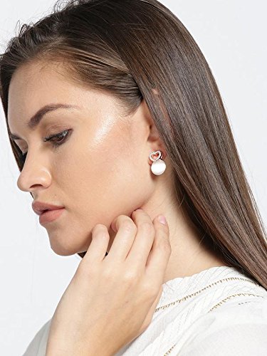 Opal Heart 18k Rose Plated Drop Earrings