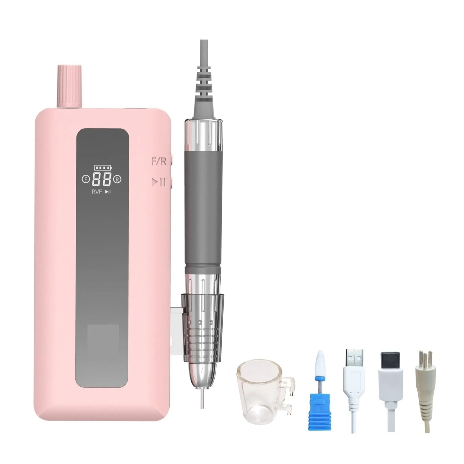 Trapano elettrico per unghie, Trapano for unghie ricaricabile da 35000 giri/min con motore brushless, attrezzatura for salone di bellezza(Pink)